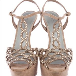 Sergio Rossi Embellished Suede Platform Sandals